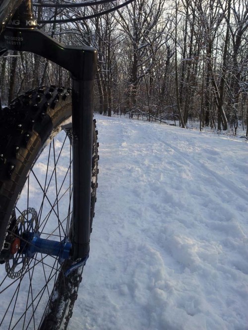 White Brothers Snowpack fat bike forks make a 3" tire look small